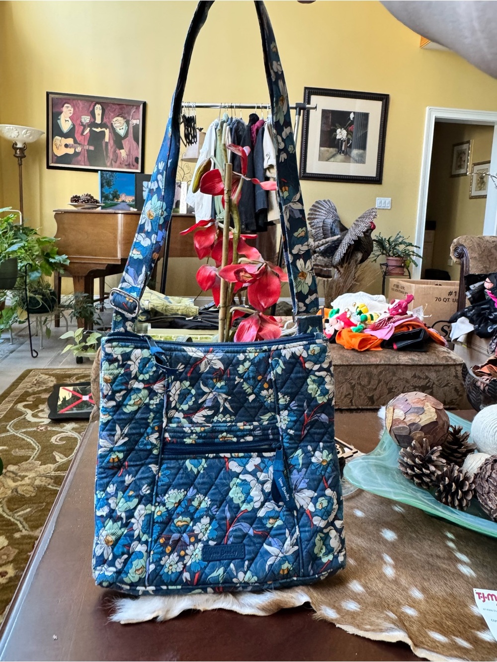 Vera Bradley Navy Floral Quilted Crossbody Bag